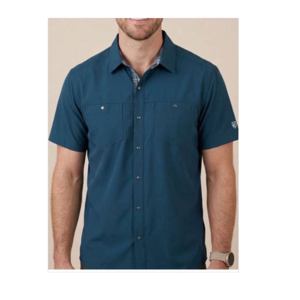 Kuhl Stealth Short Sleeve Performance Hiking Shirt Pirate Blue XXL